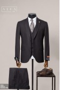 Alfa Suit Slim Fit Açık Gri Düz Takım Elbise