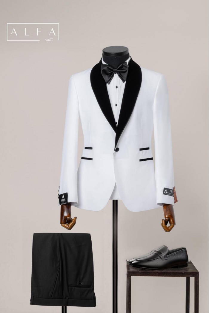 Alfa Suit Slim Fit Açık Gri Düz Takım Elbise