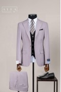 Alfa Suit Slim Fit Açık Gri Düz Takım Elbise