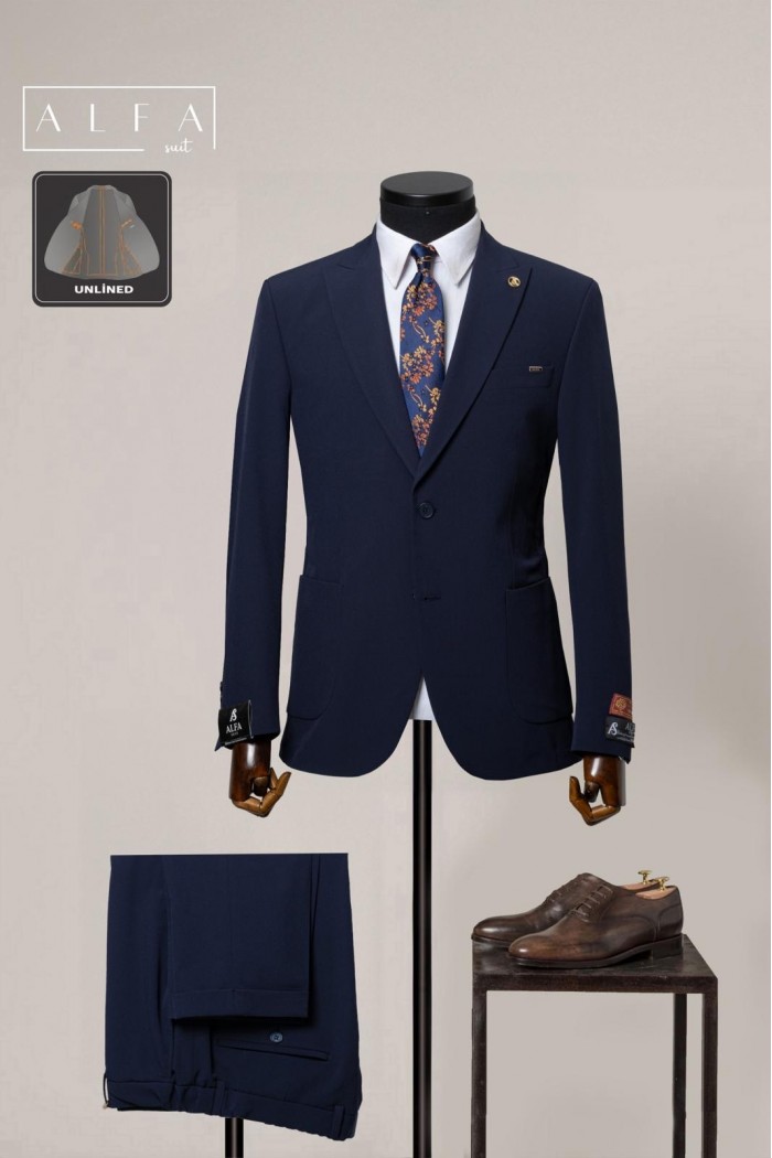 Alfa Suit Slim Fit Açık Gri Düz Takım Elbise