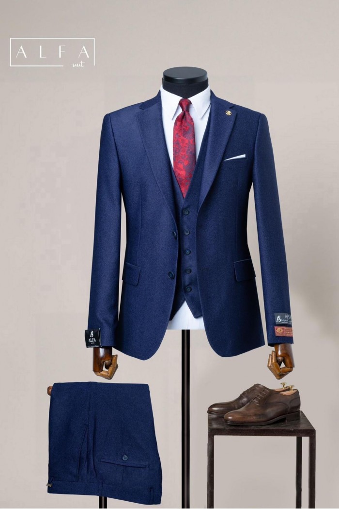 Alfa Suit Slim Fit Açık Gri Düz Takım Elbise