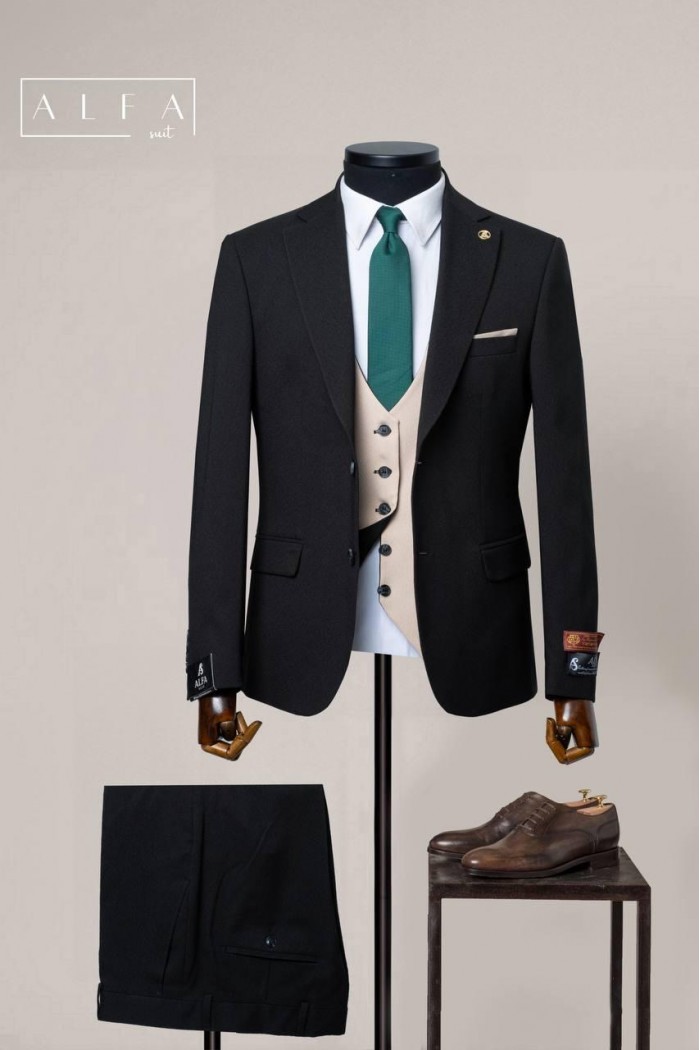 Alfa Suit Slim Fit Açık Gri Düz Takım Elbise