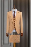 Alfa Suit Slim Fit Kahverengi Düz Takım Elbise