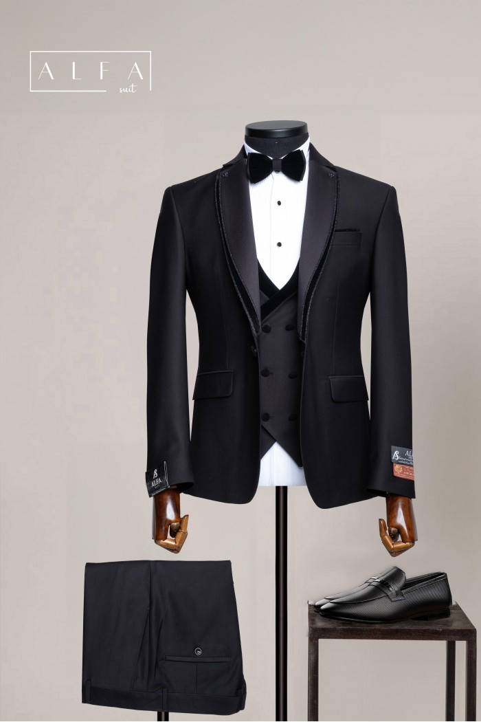 Alfa Suit Slim Fit Açık Gri Düz Takım Elbise