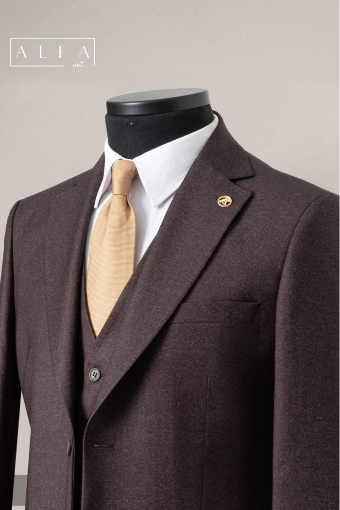 Alfa Suit Slim Fit Koyu Gri Düz Takım Elbise