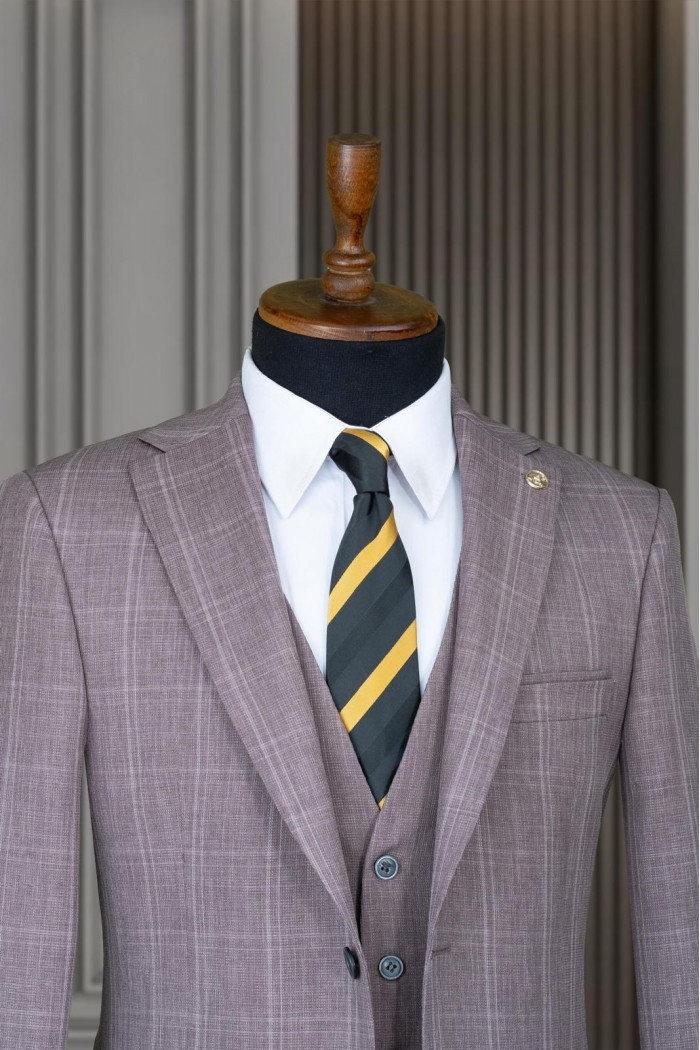 Alfa Suit Slim Fit Koyu Gri Düz Takım Elbise