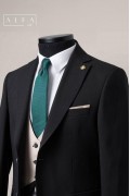 Alfa Suit Slim Fit Koyu Gri Düz Takım Elbise