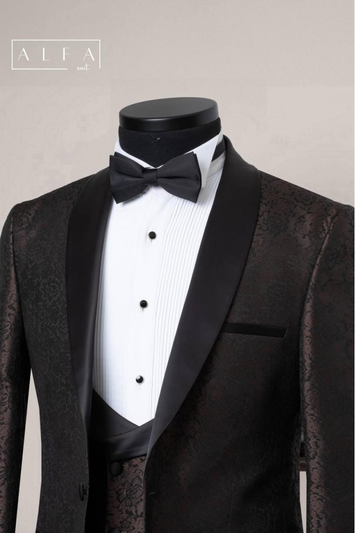 Alfa Suit Slim Fit Koyu Gri Düz Takım Elbise