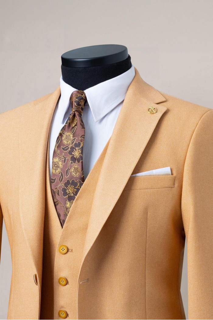 Alfa Suit Slim Fit Bej Düz Takım Elbise