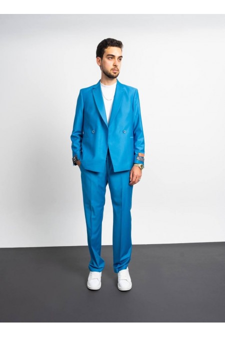 Alfa Suit Slim Fit Mavi Düz Takım Elbise | Oversize Model | Modern ve Akıcı Siluet