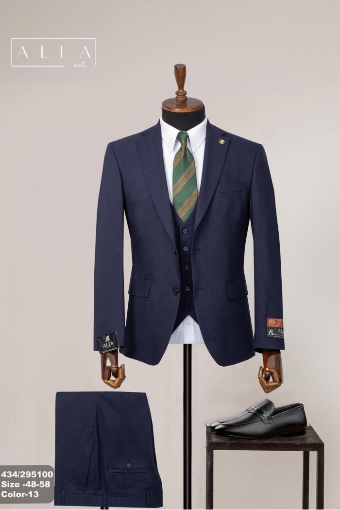 Alfa Suit Slim Fit Açık Gri Düz Takım Elbise