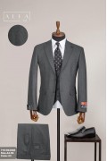 Alfa Suit Slim Fit Açık Gri Düz Takım Elbise