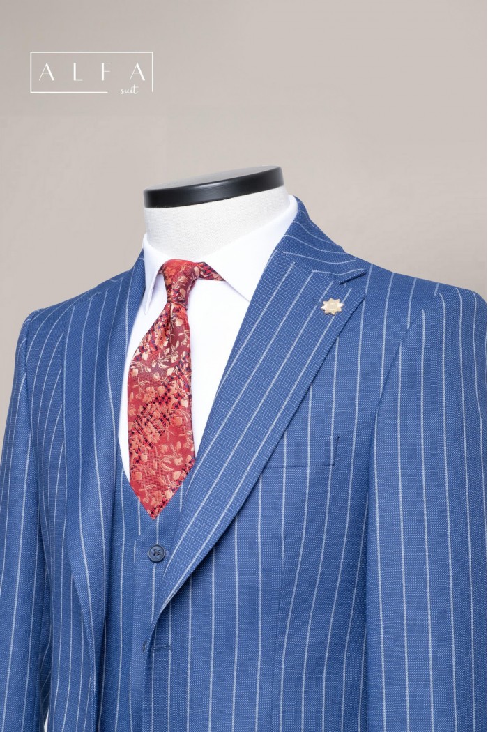 Alfa Suit Slim Fit Açık Gri Düz Takım Elbise
