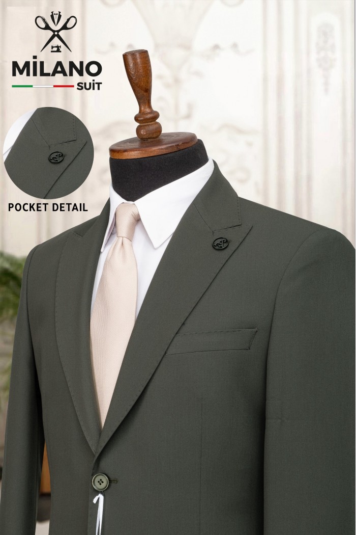 Alfa Suit Slim Fit Açık Gri Düz Takım Elbise