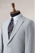 Alfa Suit Slim Fit Açık Gri Düz Takım Elbise