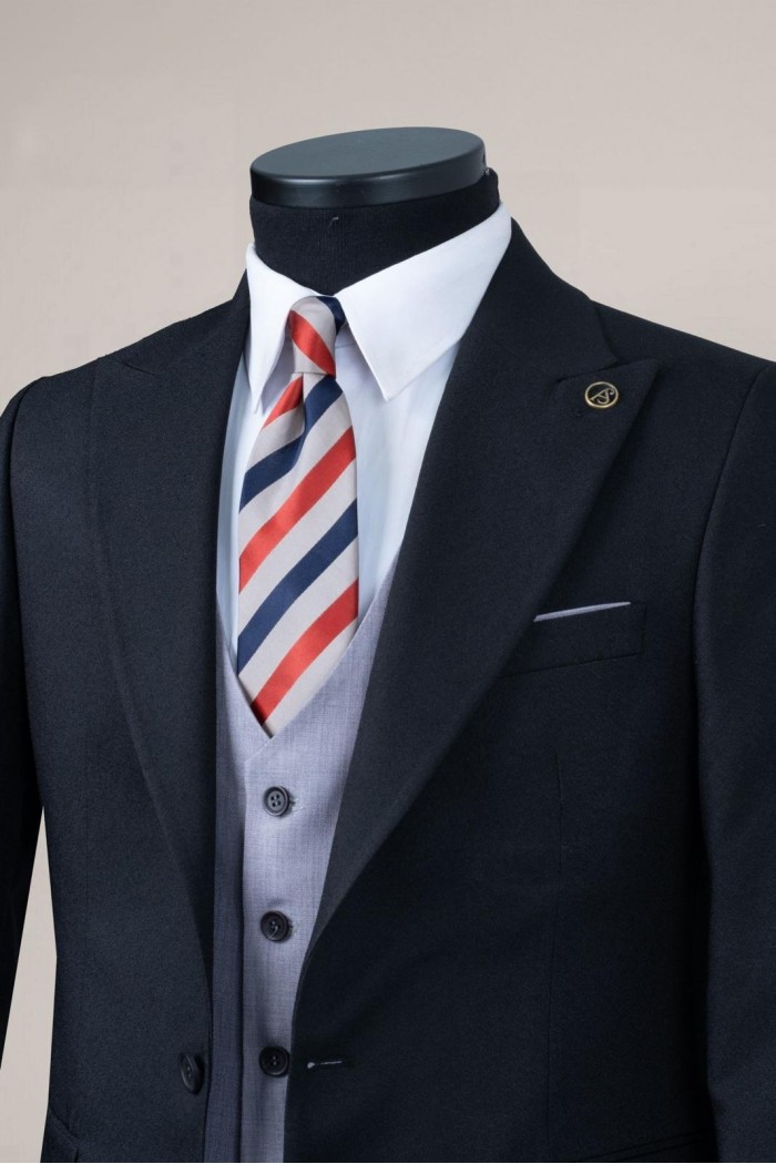 Alfa Suit Slim Fit Koyu Gri Düz Takım Elbise