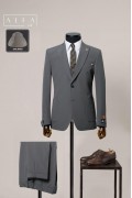Alfa Suit Slim Fit Açık Gri Düz Takım Elbise