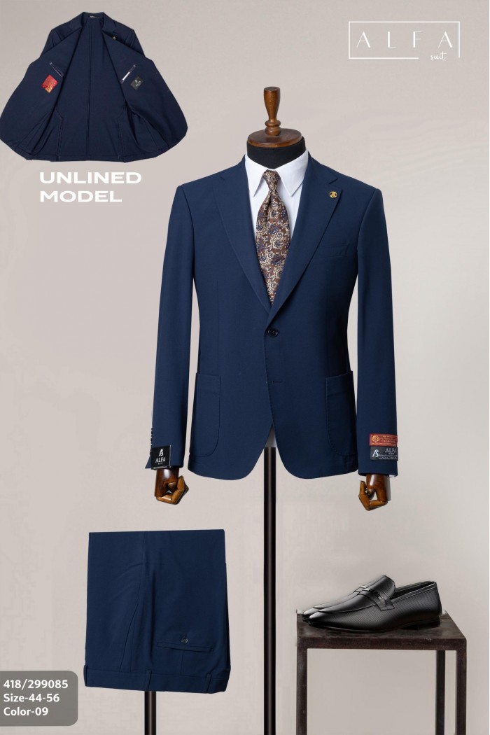 Alfa Suit Slim Fit Açık Gri Düz Takım Elbise