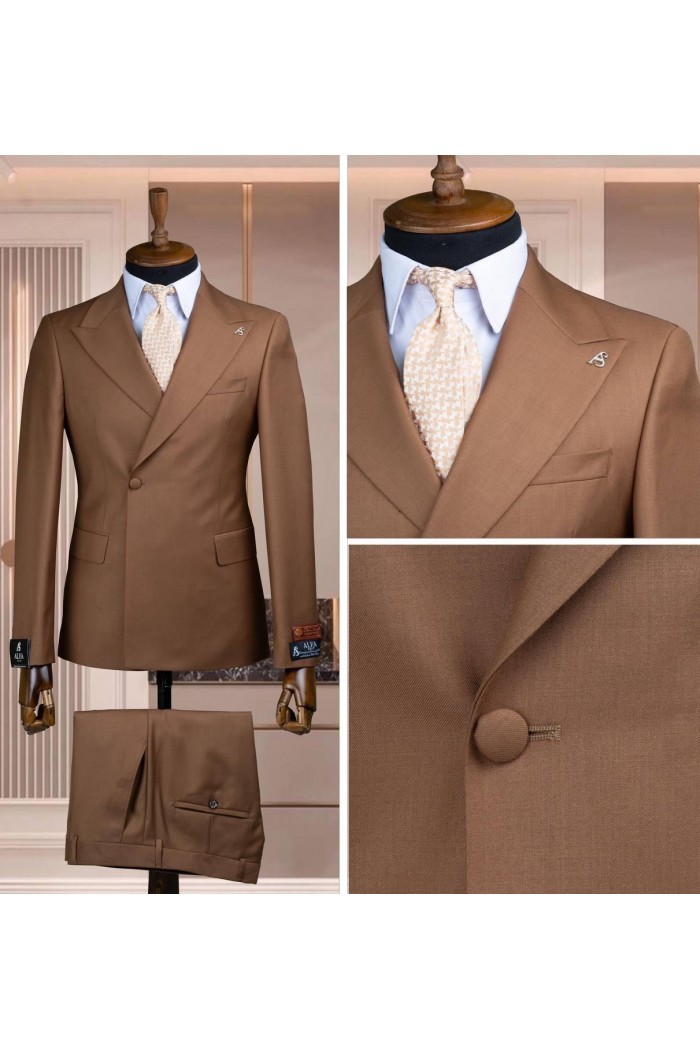 Alfa Suit Slim Fit Kahverengi Düz Takım Elbise