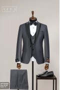 Alfa Suit Slim Fit Açık Gri Düz Takım Elbise