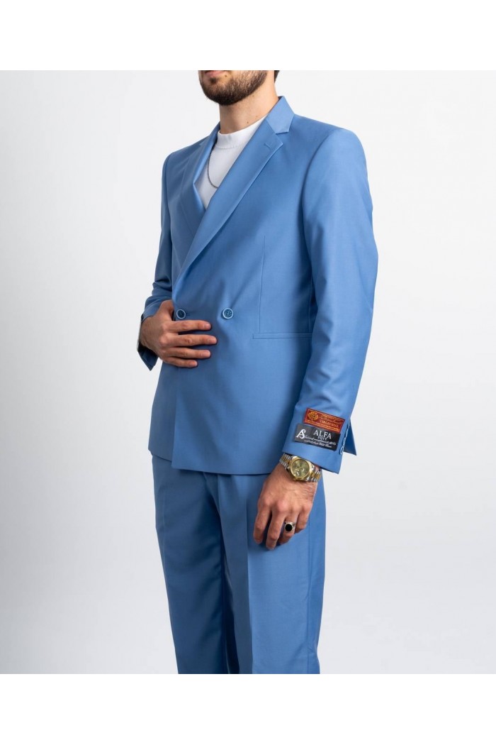 Alfa Suit Slim Fit Açık Mavi Düz Takım Elbise Alfa Suit Slim Fit Açık Mavi Düz Takım Elbise