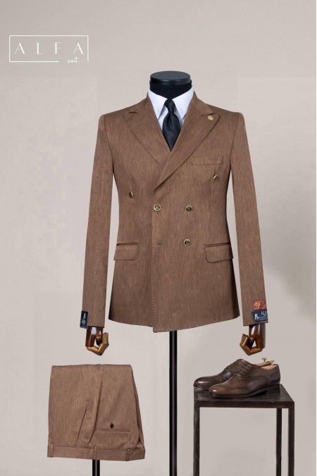 Alfa Suit Slim Fit Açık Gri Düz Takım Elbise