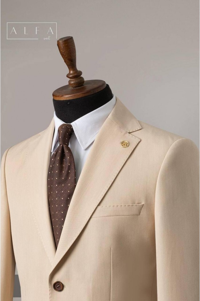 Alfa Suit Slim Fit Açık Gri Düz Takım Elbise Alfa Suit Slim Fit Açık Gri Düz Takım Elbise