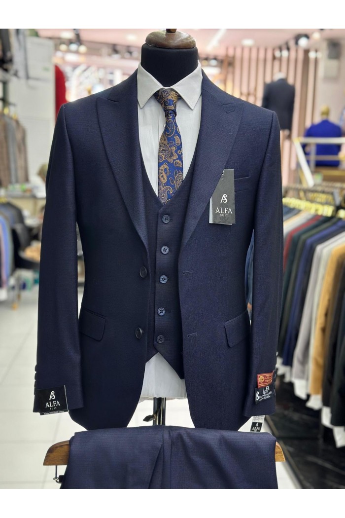 Alfa Suit Slim Fit Koyu Gri Düz Takım Elbise Alfa Suit Slim Fit Koyu Gri Düz Takım Elbise