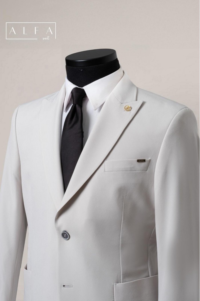 Alfa Suit Slim Fit Açık Gri Düz Takım Elbise Alfa Suit Slim Fit Açık Gri Düz Takım Elbise