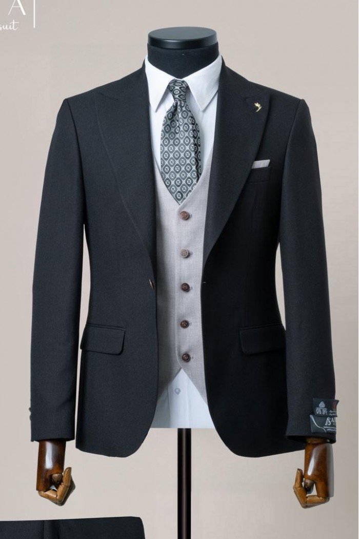 Alfa Suit Slim Fit Koyu Gri Düz Takım Elbise Alfa Suit Slim Fit Koyu Gri Düz Takım Elbise