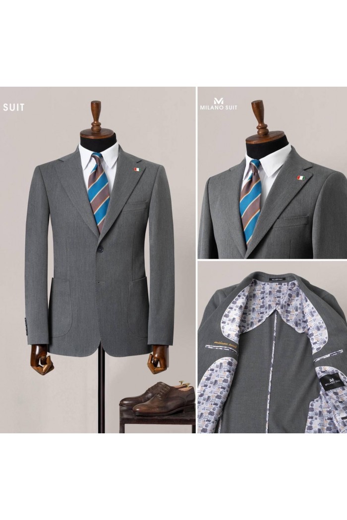 Alfa Suit Slim Fit Açık Gri Düz Takım Elbise Alfa Suit Slim Fit Açık Gri Düz Takım Elbise