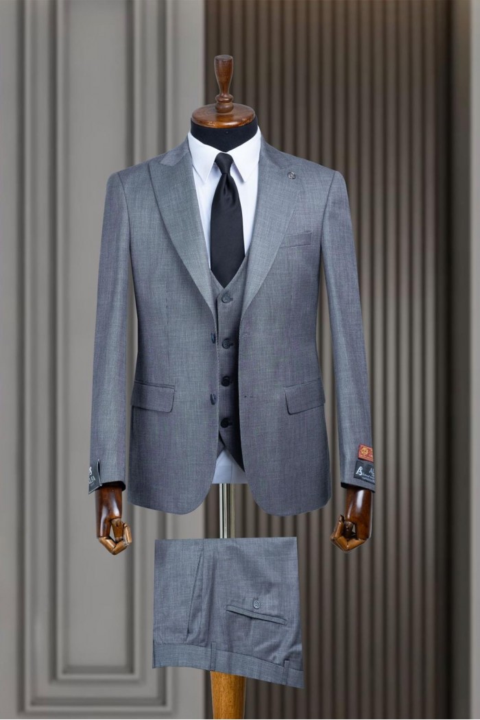 Alfa Suit Slim Fit Koyu Gri Düz Takım Elbise Alfa Suit Slim Fit Koyu Gri Düz Takım Elbise