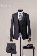 Alfa Suit Slim Fit Açık Gri Düz Takım Elbise Alfa Suit Slim Fit Açık Gri Düz Takım Elbise