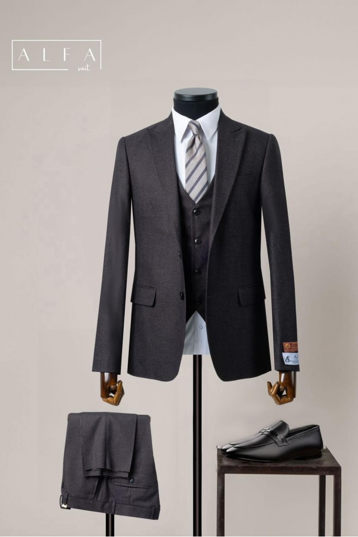 Alfa Suit Slim Fit Açık Gri Düz Takım Elbise Alfa Suit Slim Fit Açık Gri Düz Takım Elbise