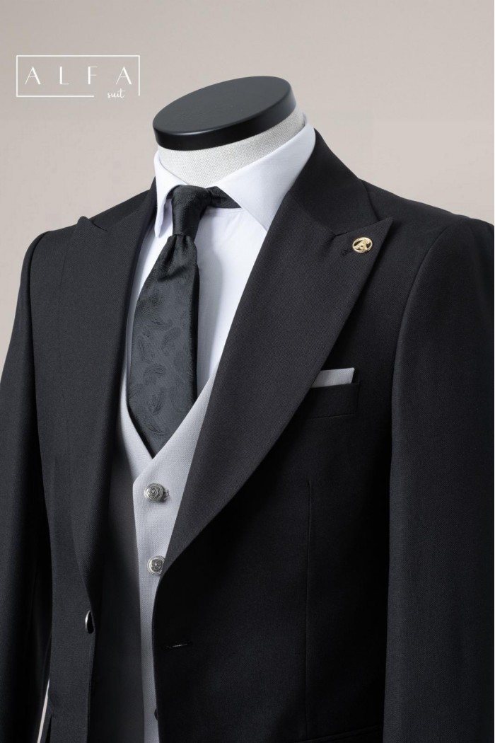 Alfa Suit Slim Fit Koyu Gri Düz Takım Elbise Alfa Suit Slim Fit Koyu Gri Düz Takım Elbise
