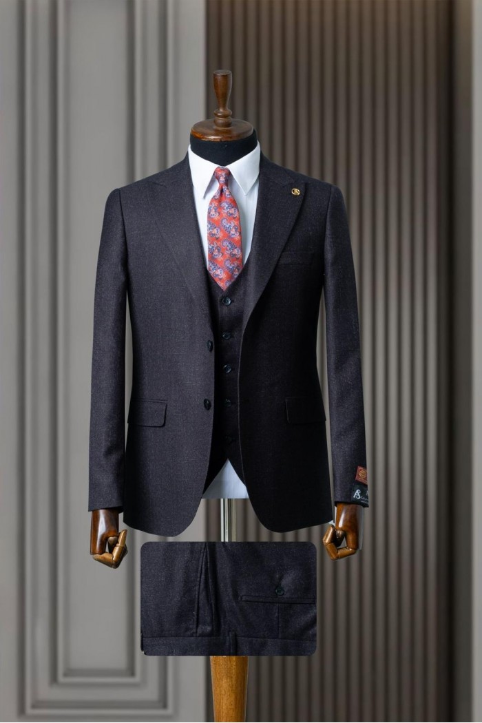 Alfa Suit Slim Fit Koyu Gri Düz Takım Elbise Alfa Suit Slim Fit Koyu Gri Düz Takım Elbise