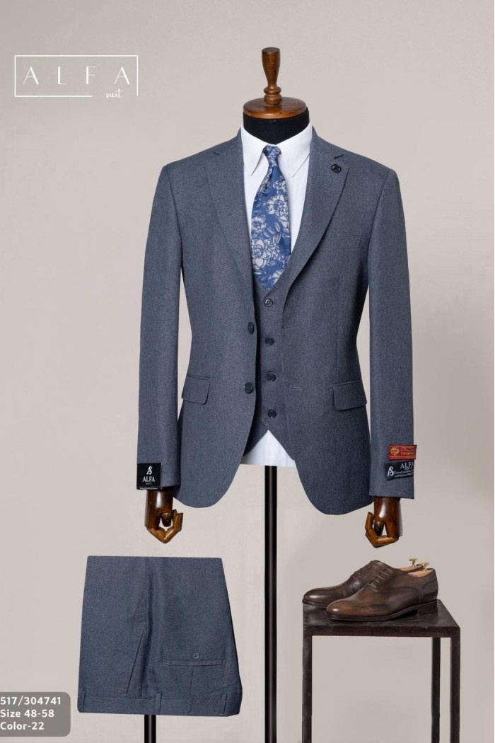 Alfa Suit Slim Fit Açık Gri Düz Takım Elbise Alfa Suit Slim Fit Açık Gri Düz Takım Elbise