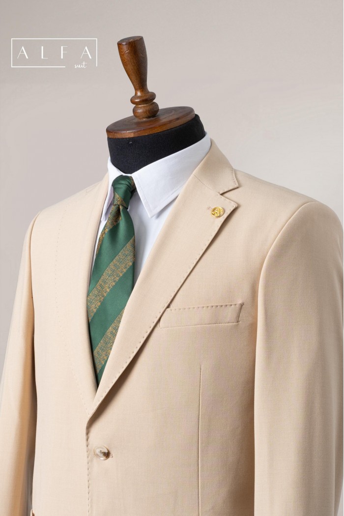Alfa Suit Slim Fit Bej Düz Takım Elbise Alfa Suit Slim Fit Bej Düz Takım Elbise