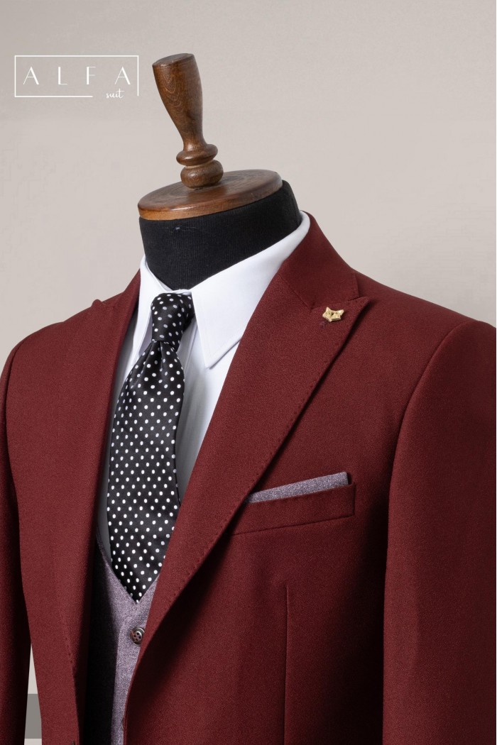 Alfa Suit Slim Fit Kahverengi Düz Takım Elbise Alfa Suit Slim Fit Kahverengi Düz Takım Elbise