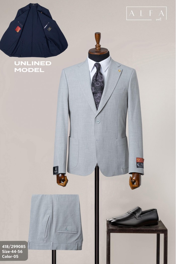 Alfa Suit Slim Fit Açık Gri Düz Takım Elbise Alfa Suit Slim Fit Açık Gri Düz Takım Elbise