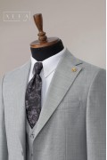 Alfa Suit Slim Fit Açık Gri Düz Takım Elbise Alfa Suit Slim Fit Açık Gri Düz Takım Elbise