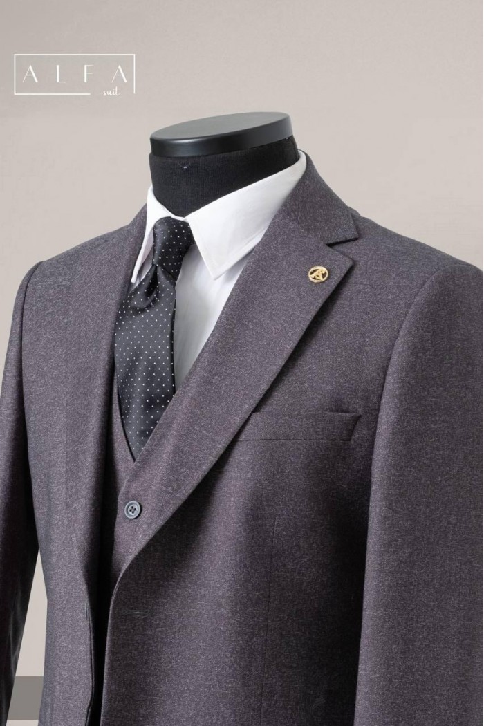 Alfa Suit Slim Fit Koyu Gri Düz Takım Elbise Alfa Suit Slim Fit Koyu Gri Düz Takım Elbise