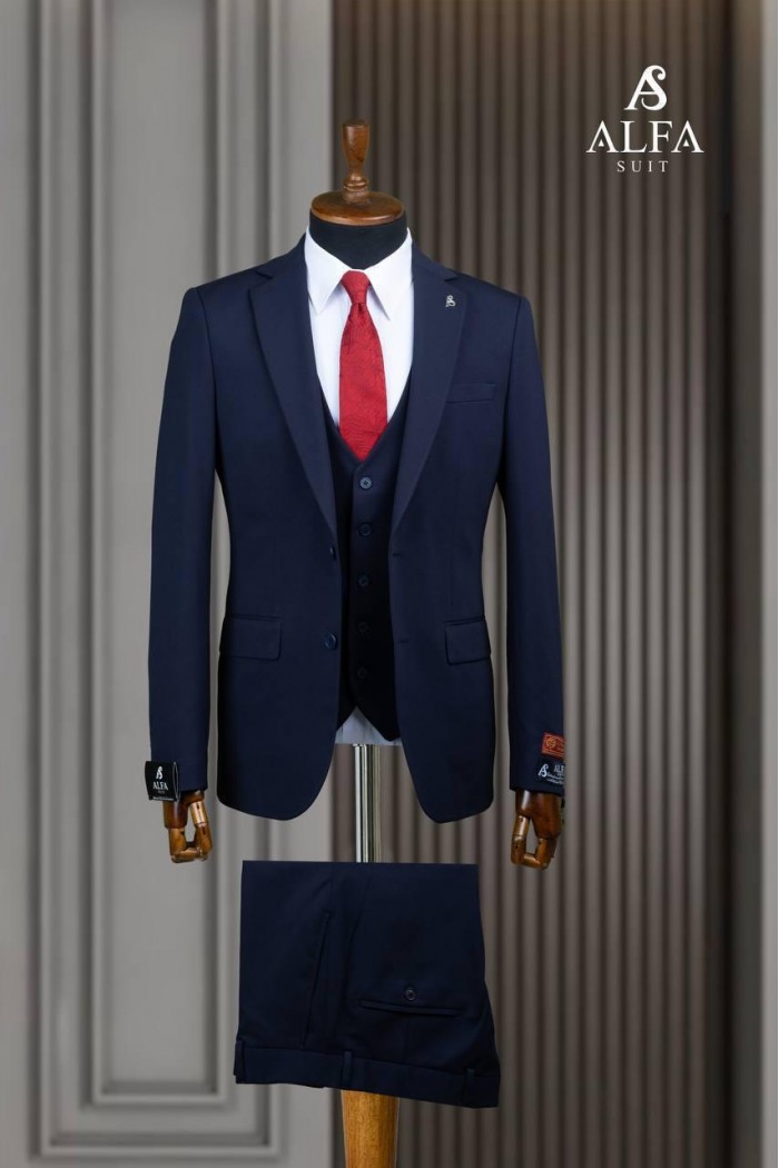 Alfa Suit Slim Fit Koyu Gri Düz Takım Elbise Alfa Suit Slim Fit Koyu Gri Düz Takım Elbise
