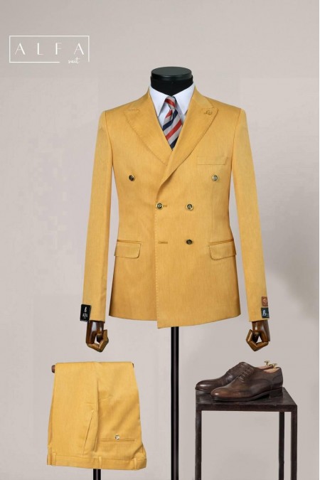 Alfa Suit Slim Fit Bej Düz Takım Elbise