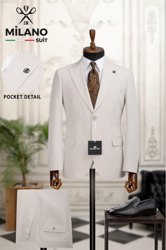 Alfa Suit Slim Fit Açık Gri Düz Takım Elbise Alfa Suit Slim Fit Açık Gri Düz Takım Elbise