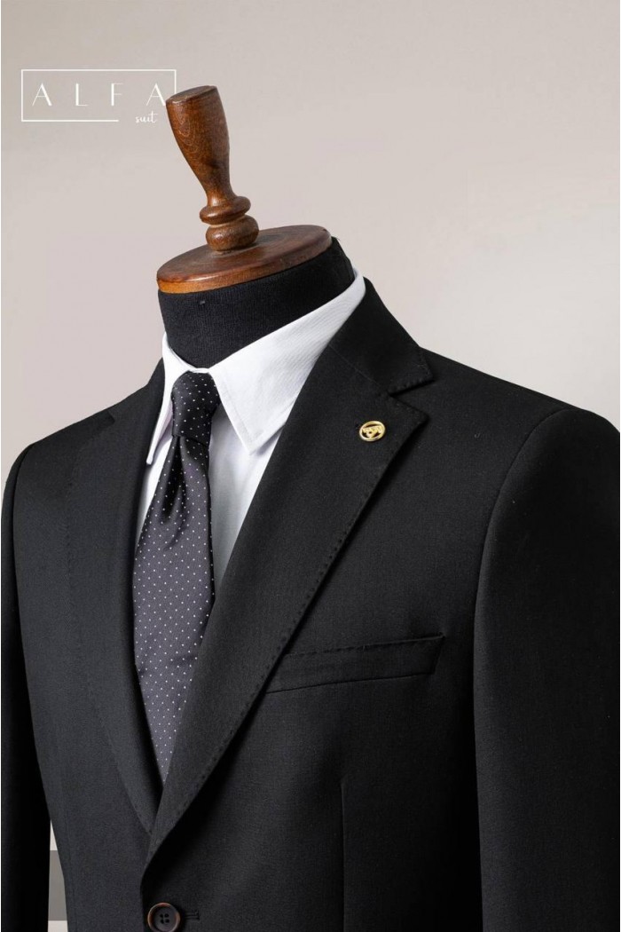 Alfa Suit Slim Fit Koyu Gri Düz Takım Elbise Alfa Suit Slim Fit Koyu Gri Düz Takım Elbise