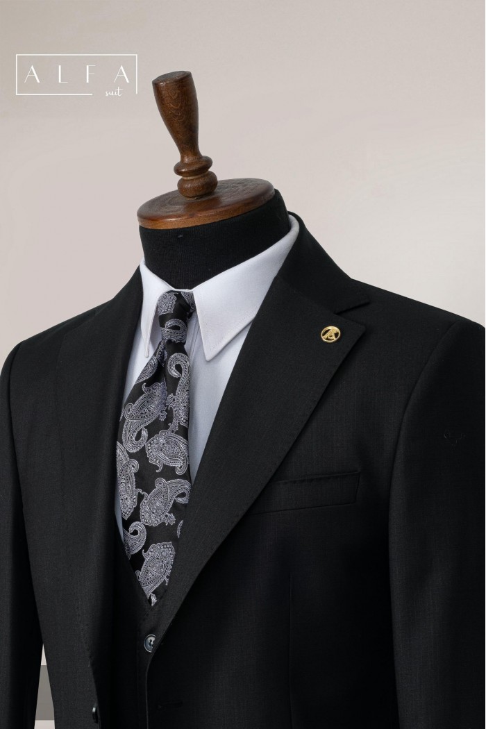 Alfa Suit Slim Fit Koyu Gri Düz Takım Elbise Alfa Suit Slim Fit Koyu Gri Düz Takım Elbise