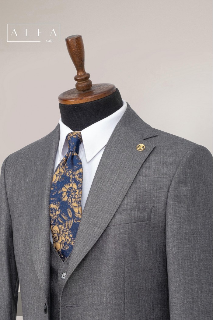 Alfa Suit Slim Fit Açık Gri Düz Takım Elbise Alfa Suit Slim Fit Açık Gri Düz Takım Elbise
