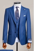 Alfa Suit Slim Fit Mavi Düz Takım Elbise | Premium Koleksiyon