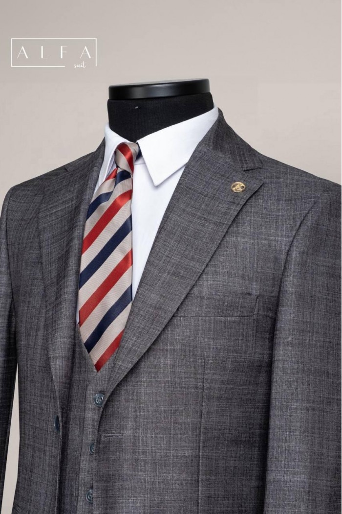 Alfa Suit Slim Fit Koyu Gri Düz Takım Elbise Alfa Suit Slim Fit Koyu Gri Düz Takım Elbise